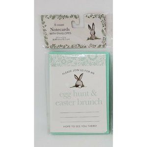Egg Hunt & Easter Brunch Invitations Envelopes Bunny Note cards 8 Count